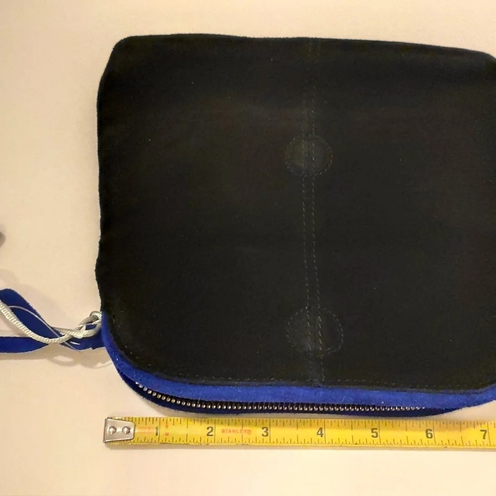 Danielle Nicole fold over Suede Black Blue clutch… - image 5